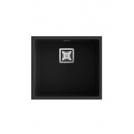 POALGI Fregadero sobre encimera  ZIE 45 1/S NEGRO LISO, Una cubeta, Negro, acabado sintético Mueble 45 cm