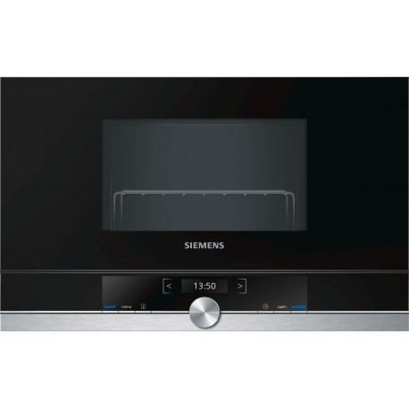 Microondas Siemens BE634LGS1 integrable con grill, 21 litros negro y acero