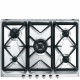 Encimera smeg SRV576GH5 a gas 70 cm 5 fuegos inox, Quemador ultrarápido