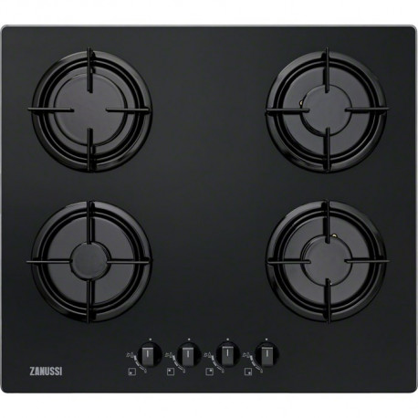 Encimera a gas ZANUSSI ZGO65414BA, 4 zonas, Negro