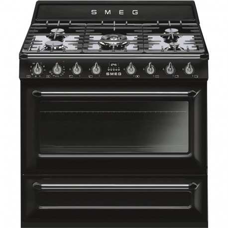 Cocinas a gas horno eléctrico SMEG TR90BL9 Negro  Más de 4 zonas Zona Gigante