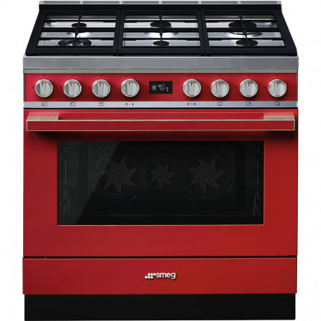 Cocina SMEG CPF9GMR Cocinas a gas horno eléctrico Rojo Más de 4 zonas, Zona Gigante