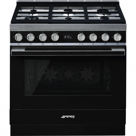 Cocina SMEG CPF9GPBL Cocinas a gas horno eléctrico Negro Más de 4 zonas, Zona Gigante