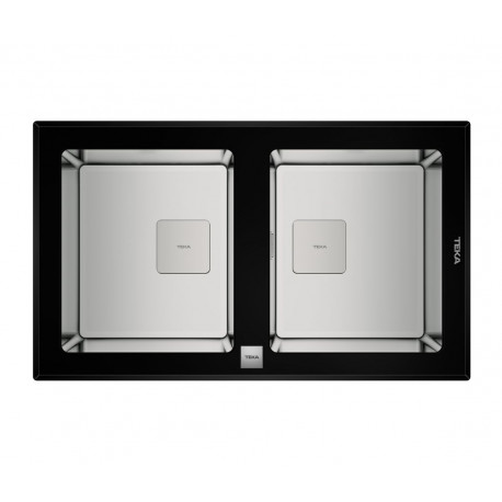 Fregdarero TEKA PureLine DIAMOND RS15 2C 86 2Ø V.AUTO NEGRO Sobre encimera Negro Dos cubetas