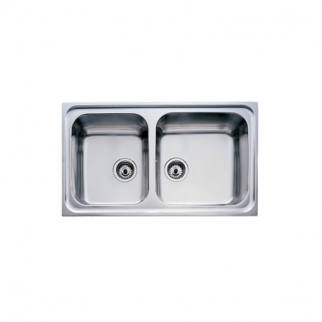 Fregadero sobre encimera TEKA CLASSIC 2C 86 SF IZQDA Ø, Dos cubetas, Inoxidable, acabado acero, 60 cm. 11119022