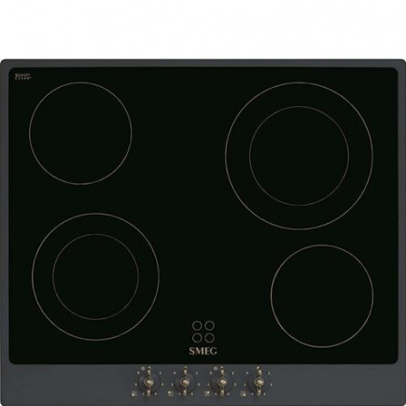 SMEG Encimera vitrocerámica  P864AO, 4 zonas, Negro,